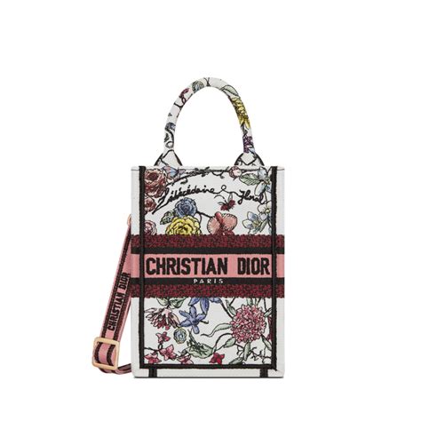 mini vertical dior book tote with strap|Dior Book Tote embroidery.